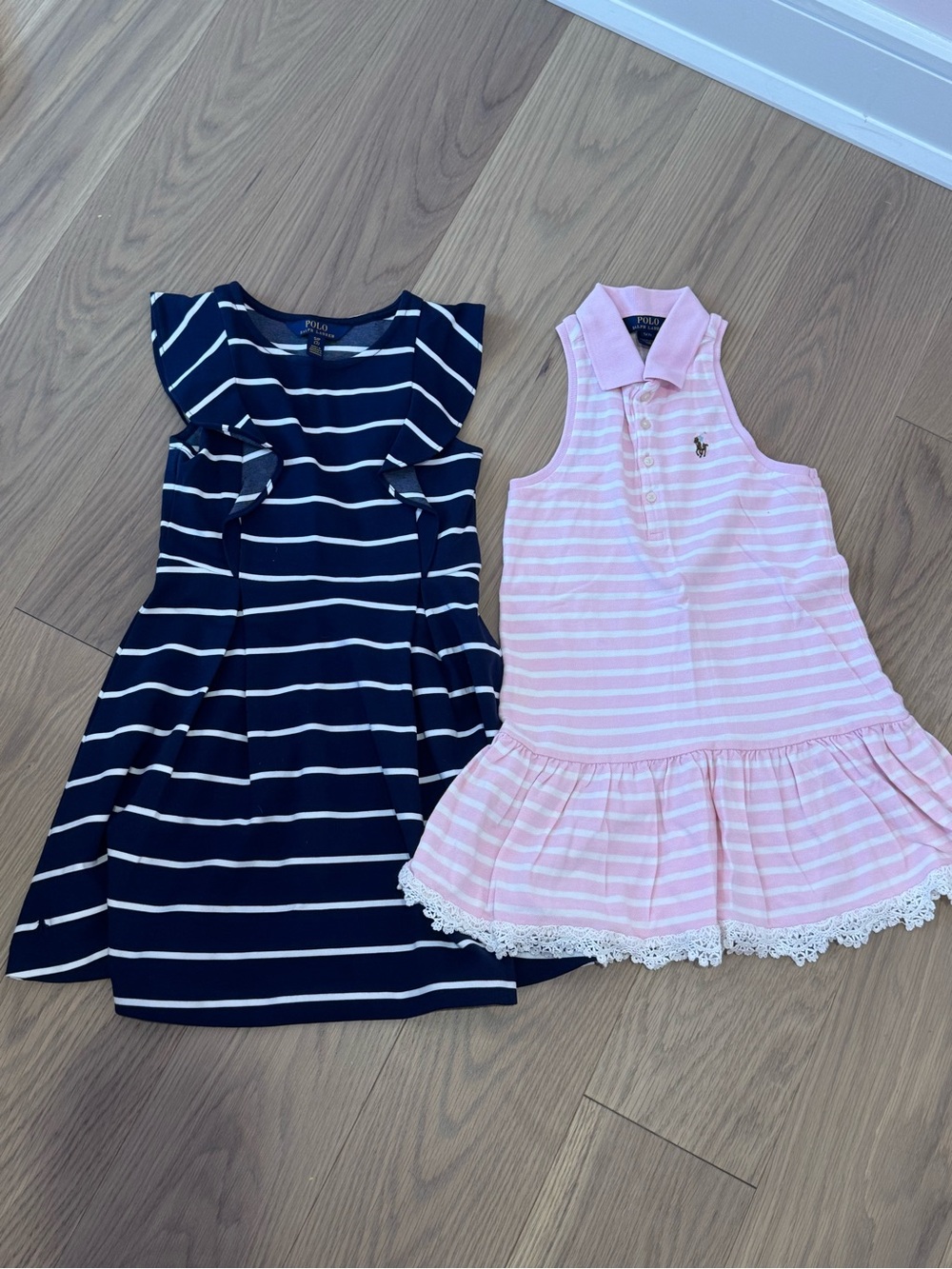 Ralph Lauren Pink & Navy Striped Kids Dresses Set